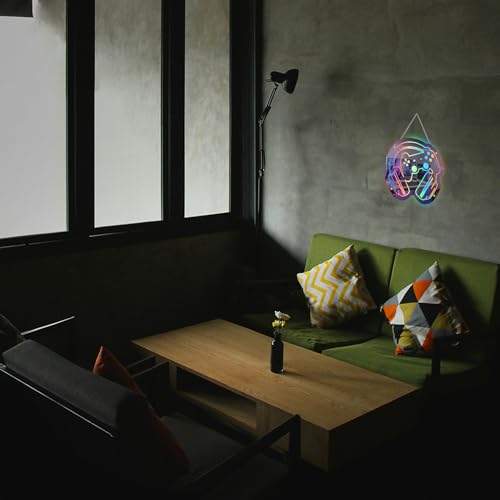 Image of Gaming Neon Sign Smart Mirror LED Light with APP Control and Music Sync Color-Changing Gamer Wall Sign for Game Room Bedroom Man Cave Cool Game Gifts for Teens and Players