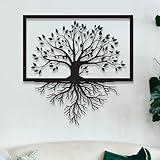 Design arbre de vie minimaliste — Silhouette racines & branches en métal noir ; style moderne/industriel qui structure le mur sans l’alourdir dans le salon ou le bureau ; utilisable à l’intérieur et à l’extérieur