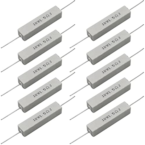 Image of Cement Resistor,10 PCS 10w 1.5 Ohm 5% Axial Lead Wire Resistor White Wound Fixed Ceramic Cement Resistors Wirewound Cement Power Resistors Flame Heat Moisture Resistance Precharge Horizontal Resistors