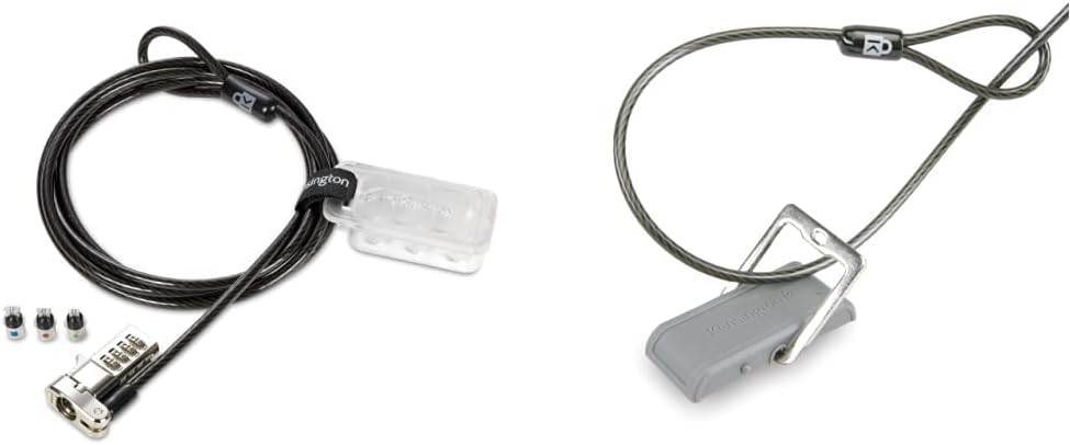 Kensington Universal 3-in-1 Combination Laptop Lock, Computer Security Locking Cable - Resettable Version (K62316WW) & Desk Mount Anchor Accessory for Cable Locks (K64613WW)