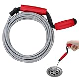 Rohrreinigungsspirale mit Handkurbel, Abflussreiniger Spirale aus Rostfreiem Kohlenstoffstahl, Spirale Abfluss Rohrreinigung für Toilette Waschbecken Spüle Abfluss, 5m x 6mm