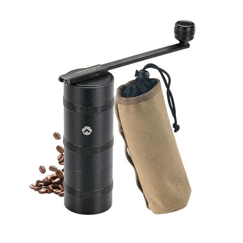 CAMPINGMOON Manual Coffee Grinder 27g Stainless Steel Burr Black CC-152BK
