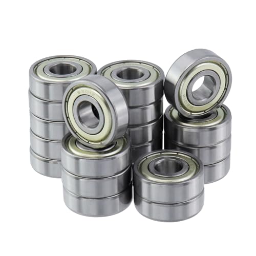 Image of Antrader 20-Pack 12mm x 32mm x 10mm 6201Z Double Shielded Deep Groove Radial Ball Bearings