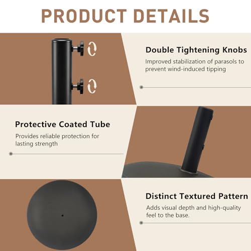 T&Jero 33 lb Round Heavy Duty Prefilled Patio Outdoor Market Umbrella Base Stand Weight for Outdoor, Black by T&Jero - Used condition - Image 5