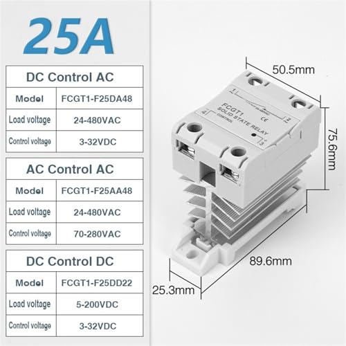 Relais industriel monophasé SSR 25A commande DC AC avec dissipateur intégré - 2