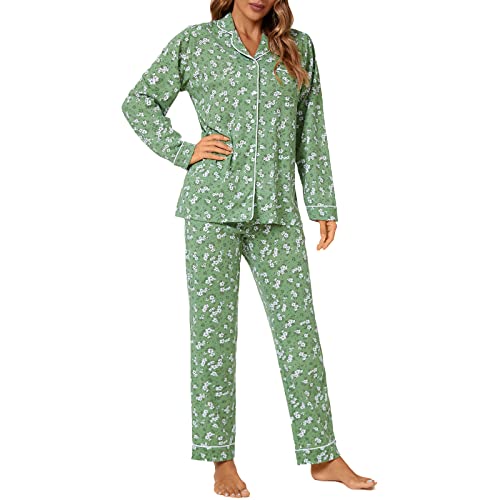 Image of Tugege Pajamas Set Long Sleeve Sleepwear Womens Button Down Nightwear Pj Sets