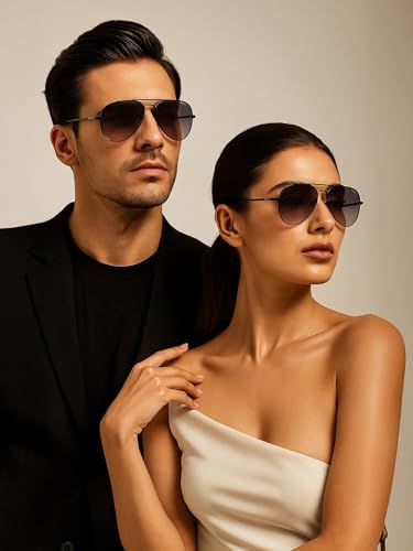 Image of IDEE 100% UV Protected Sunglasses for Unisex | Size- Large | Shape- Aviator | Model- IDS2500