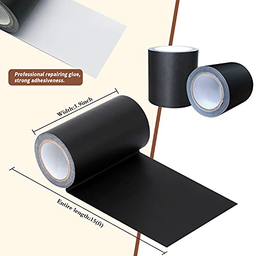 Azobur Leather Repair Tape Patch Leather Adhesive for Sofas, Car Seats, Handbags, Jackets,First Aid Patch 3.9''x15' (Black) - Thumbnail 2