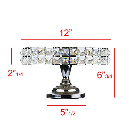 Lindlemann-Shiny Cake Stand-Decorative Metal Cake Holder W/Spatula-Round Cake Stand W/Genuine Mineral Crystals-Serving Plate Dessert Table Display-Easter & Mothers' Day Gift Dessert Tray-Silver(12In) #TOP2