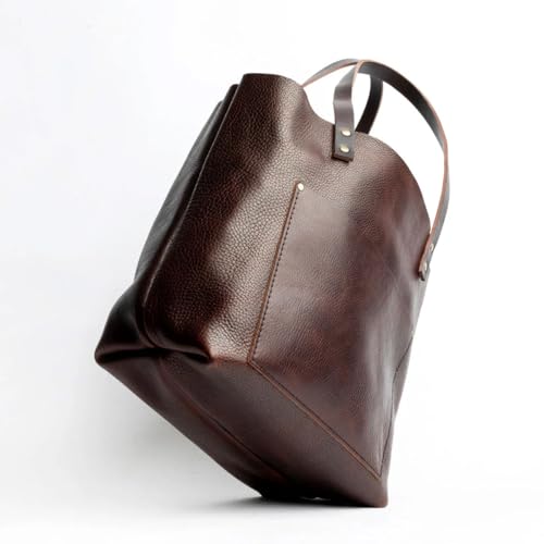 Image of Portland Leather Goods Classic Medium Tote Bag - Handmade, Open Top, Durable & Unlined - Interior & Exterior Pockets
