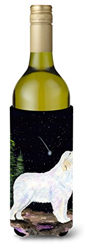 Caroline's Treasures SS8471LITERK Starry Night Great Pyrenees Wine Bottle Hugger Bottle Cooler Sleeve Hugger Machine Washable Collapsible Insulator Beverage Insulated Holder