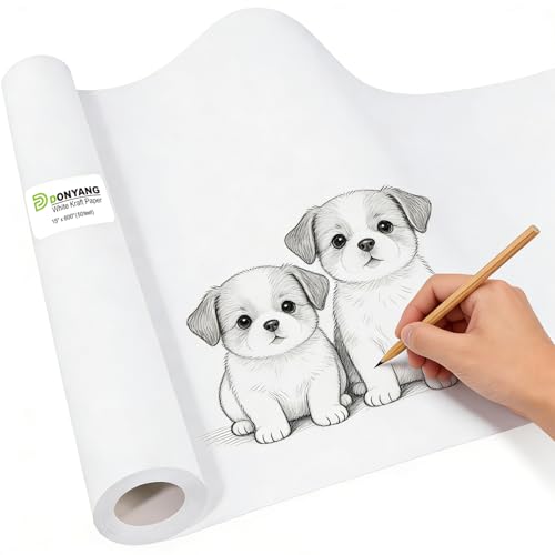15" x 600" (50') Drawing Paper Roll, White Bulletin Board Paper Roll for Art Craft Supplies, Bouquet Flower Wedding Gift Wrapping Paper, Kids Poster Easel Chart Painting Decorative Paper Drawing Paper