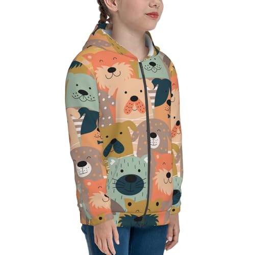 Colorful Dogs Kid Hoodies Boys Zip Up Sweatshirts Girls Pullover with Pocket4