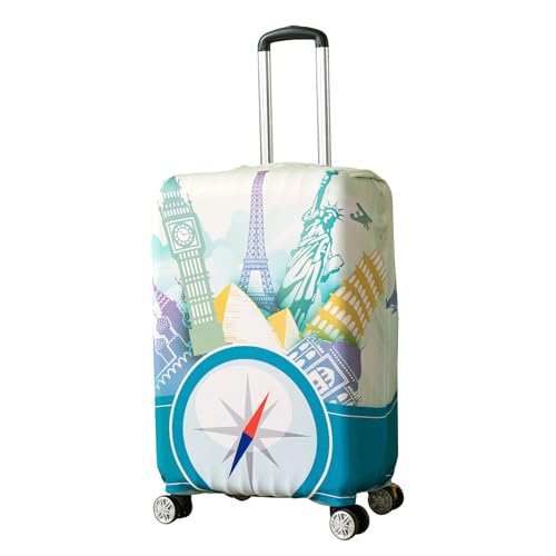 Image of HOKIPO 220gsm Durable and Washable Suitcase Covers for Trolley Suitcase, Large (26-27inch) - Skyline Compass (AR-6345-D2)