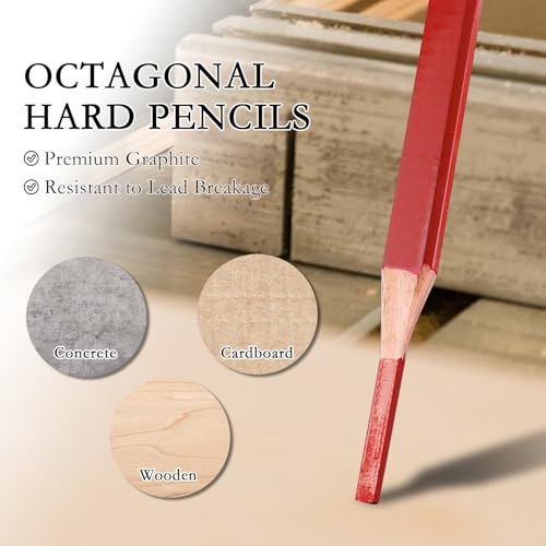 10 lápices carpinteros rojos con mina dura miniatura 5