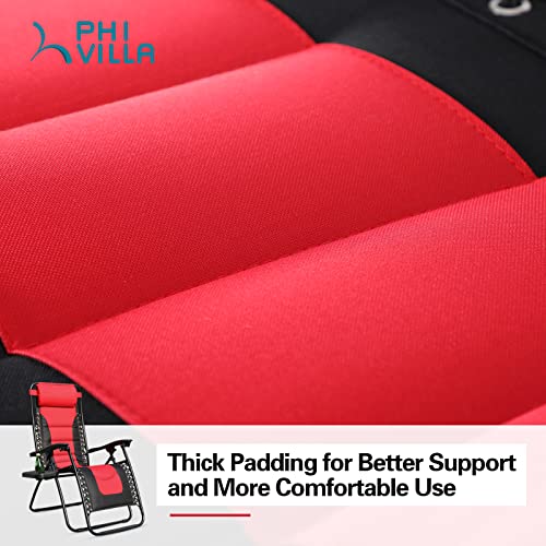 Phi Villa Zero Gravity Chair Padded Recliner Adjustable Lounge Chair With Free Cup Holder (Red) #TOP1