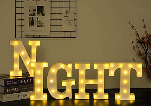 Wah!! Store 8.5 Inch LED Golden Marquee Letter/Number Light Sign 26 Golden Alphabet Light Up Marquee Letters Sign for Wedding Birthday Party Christmas Home Bar Decoration (N LED)