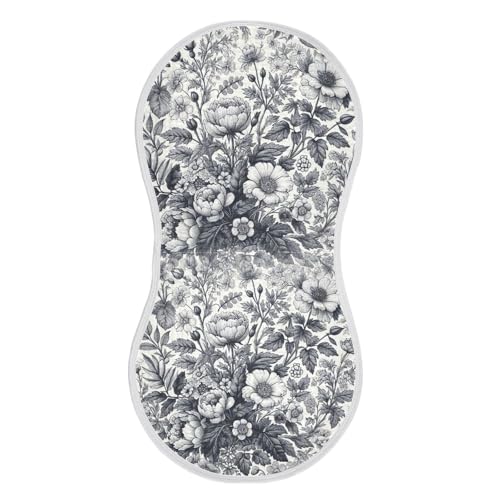 Muslin Baby Burp Cloths, Sketching Flowers Cotton Soft Burp Cloths for Newborns​​, Extra Absorbent Burp Cloths 2-Pack​​, 22 x 11 Inch2