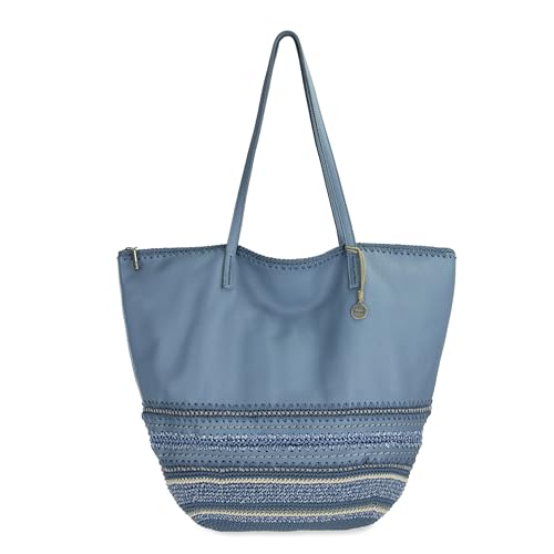 Image of The Sak Faye Tote Bag - Hand Crochet Women's Purse For Everyday & Travel - Handbag With Zipper Pocket & Shoulder Straps