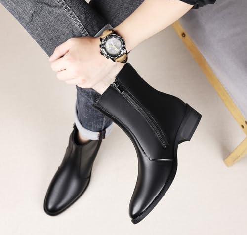 DADAWEN Men's Chelsea Boots Leather Fashion Casual Ankle Chukka Boots with Side Zipper Dress Boots for Men3