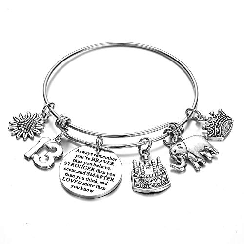 Birthday Gifts For Women Girls Bracelet - Expandable Charm Bracelets Birthday Bangle For Friend, Mom, Daughter, Sister, Wife, Grandma Jewelry Present (13Th) #TOP5