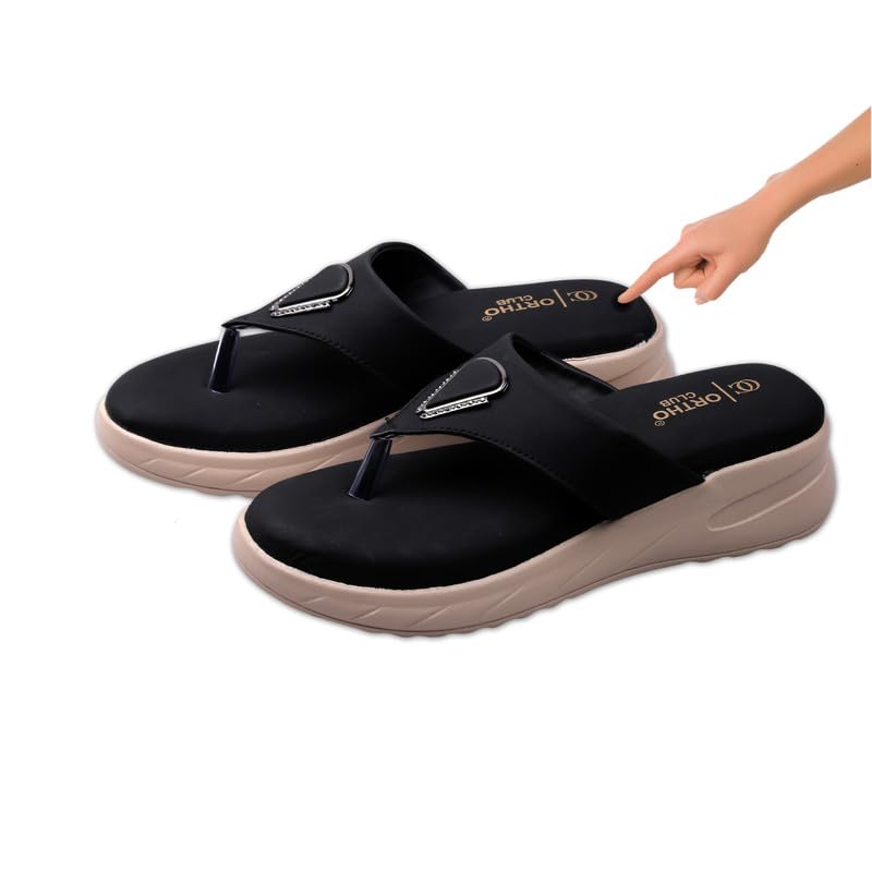 Image of ORTHO CLUB Women's Orthopedic Comfort Sandals - Soft Cushion Footbed, Anti-Slip Sole, Stylish Toe-Ring Design - Lightweight Sandals for Women & Girls