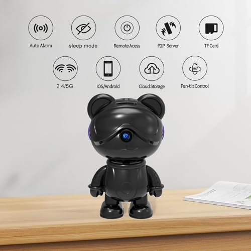 dzcctvipc 3K Smart Robot Security Camera - Wireless Nanny Cam & Pet Monitor with Phone App, 2.4G/5G WiFi, Pan-Tilt, Full HD Night Vision, 24/7 Recording, 2-Way Talk, Cute Bear Design - Image 8