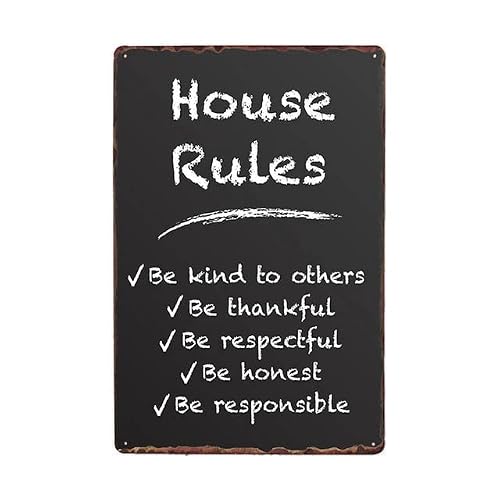 House Rules Family Rules - Metal Tin Sign Retro Vintage Plaque