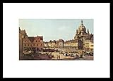 Drucktechnik: Offsetdruck Germanposters Canaletto Dresden Neumarkt Poster Kunstdruck Bild im Alu Rahmen schwarz 76x106cm