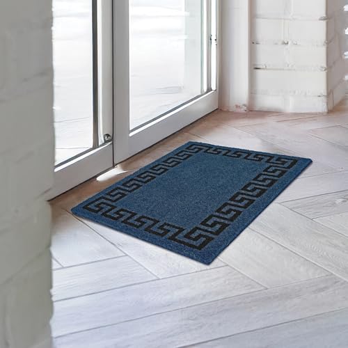 Image of Encasa XO Coir Door Mat for Home Entrance, Anti Slip PVC Back Blue