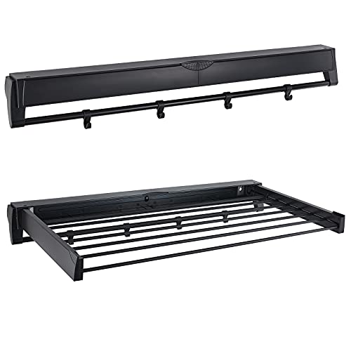 Delysia King Clothes Laundry Drying Rack，Collapsible Wall Mounted Hanger|7 Drying Rods (Black) #TOP4