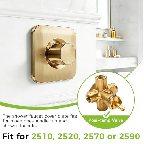 Repuesto Shower Escutcheon para Kit de Válvula Moen T2471 Genta LX, Plato de Cubierta de Manija de Ducha de Metal Cuadrado, Dorado Cepillado miniatura 3
