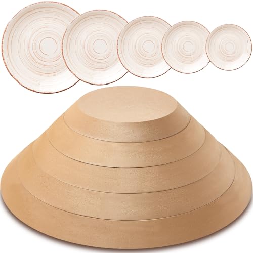 Sunnychicc 5 Pcs Ceramic Mold for Clay Wooden Pottery Clay Molds for Pottery Ceramic Plate for Slump Tools for Handbuilding Craft(Round 6.14-10.87)