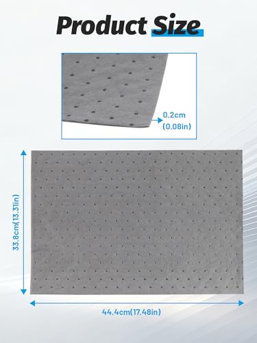 Image of Heavy Duty Oil Absorbent Pads 13.5 inch x 17.5 inch 100 Pcs | Automotive Absorbent Pad Absorbs Up to 10 oz per Oil Spill Pads Universal Leak Drip Garage Floor Oil Water Coolant Workshop
