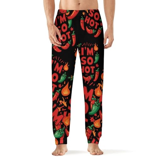 Chili Pepper I'm So Hot Men's Pajama Bottoms Sleep Lounge Soft Comfy Pants Sleepwear