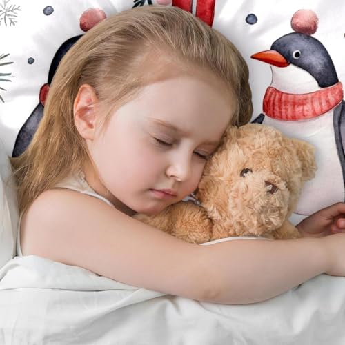Housse de coussin pingouin Noël velours 50x50 cm cadeau idéal fêtes - 6