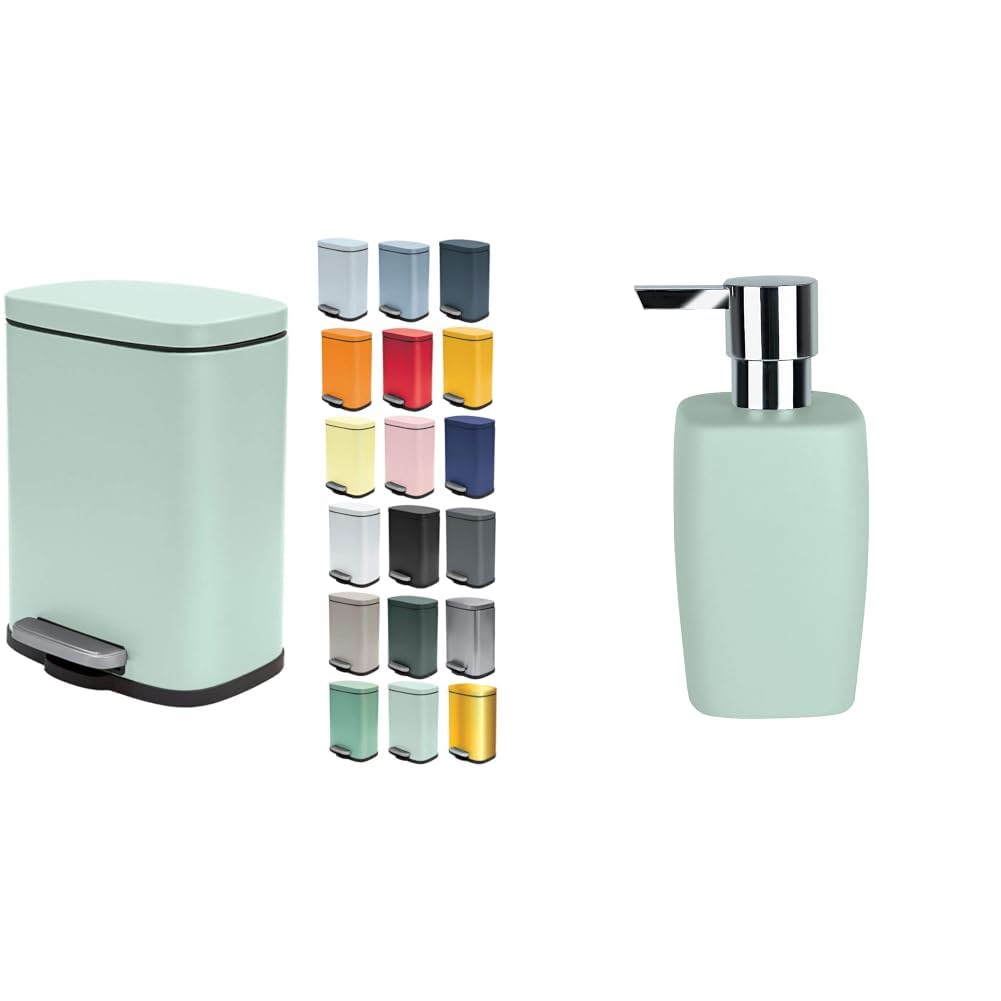 Spirella Set Salle de Bain Poubelle + Distributeur de savon Vert