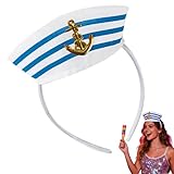 Accessoire marin élégant: Ce serre-tête avec chapeau de marin est l'ajout parfait à votre déguisement marin ou costume breton. Idéal pour les fêtes, carnavals ou soirées à thème, il met en valeur le style maritime avec une touche chic et originale