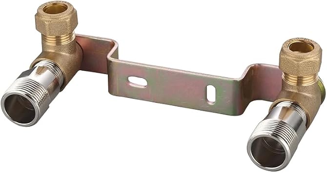 OMOTOOL Concealed Shower Faucet Wall Bracket Positioner Connector 15mmx1/2 for Exposed Thermostatic Bath Shower Mixer Tap,Wall-Mounted Fitting Fixing Plate, Copper