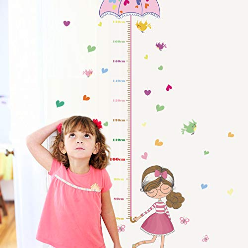 Image of Kids Height Chart Wall Sticker | Adorable Girls Growth Chart for Nursery Bedroom Playroom Classroom | Height Measuring Scale | Easy Peel & Stick | Full Set: 70x50 cm Total Coverage: 145x75 cm