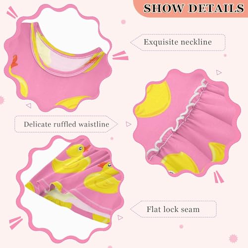 Boccsty Yellow Rubber Duck Pink Girls Dress Kids Toddler Casual Dresses Summer Dresses 2T3
