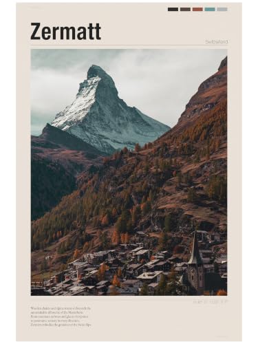 Poster Zermatt Suisse Idée Cadeau - Photo Souvenir de Vacances Couleur Idéal pour Proches Format A2