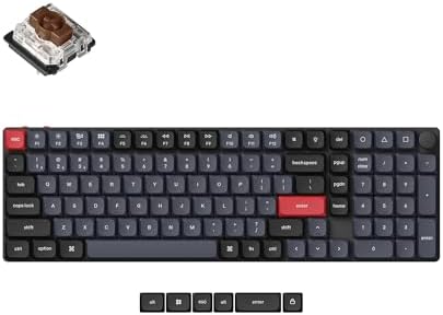 Keychron K17 Pro Low-Profile QMK/VIA Custom Wireless Mechanical Keyboard with Numpad Programmable Knob Bluetooth/Wired RGB Backlight Compatible with Mac Windows Linux