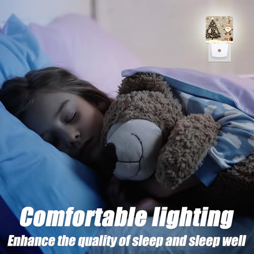 Image of Christmas Tree Night Light,Santa Claus Snowflakes Nightlight Plug into Wall,LED Lamp,Suitable for Bedrooms,Kitchens,Toilets,Etc.Auto Sensor Dusk to Dawn,Energy-Saving