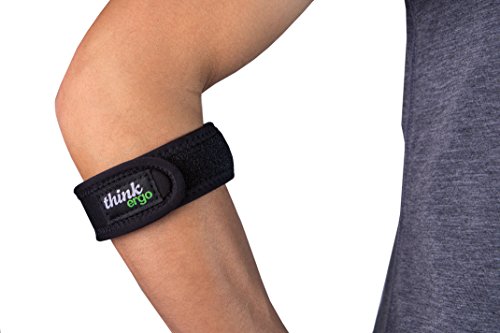 Think Ergo Elbow Brace for Tennis Elbow, Tendonitis, Golf Elbow, Carpal Tunnel, Muscle Strain, Weightlifting, Working Out. Compression Band and Strap. Comfortable Neoprene. for Men and Women