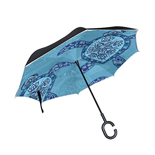 Preisvergleich Produktbild Regenschirm, Aztekenmuster, umgekehrt, groß, doppellagig, für den Außenbereich, Regen, Sonne, Auto, wendbar