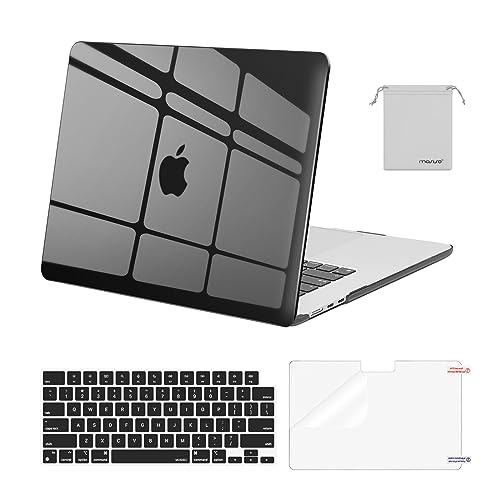 Image of MOSISO Compatible with MacBook Air 15 inch Case M4 M3 M2 2025 2024 2023 Release A3241 A3114 A2941 with Touch ID, Plastic Hard Shell Case&Keyboard Cover&Screen Protector&Storage Bag, Smoke Black