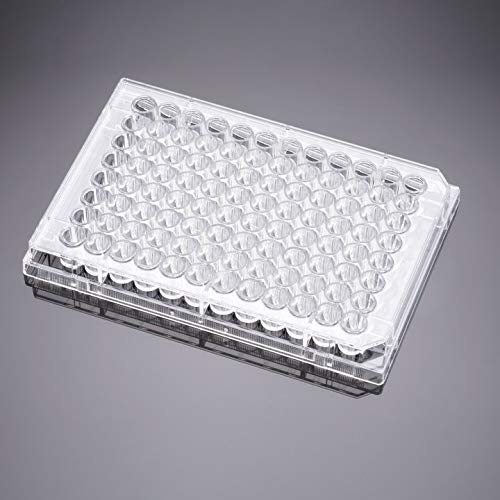 BD 353072 Falcon Clear Polystyrene 96 Well Cell Culture Plate with Low-Evaporation Lid, 0.37mL Volume, Flat Bottom Shape (Case of 50)
