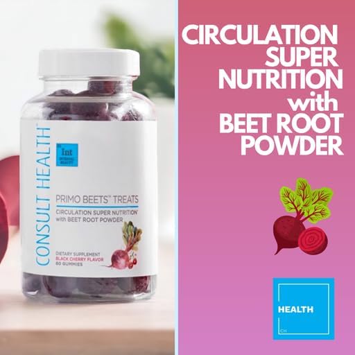 Consult Health - Primo Beets Treats Gummies - Circulation Super Nutrition with Beet Root Powder - Black Cherry Flavor