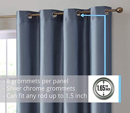Hlc.me Jefferson Faux Silk Semi Sheer Light Filtering Microfiber Lined Grommet Lightweight Window Curtains Drapery For Bedroom, Dining Room & Living Room, 2 Panels (54 X 84 Inch, Dusty Blue) #TOP1
